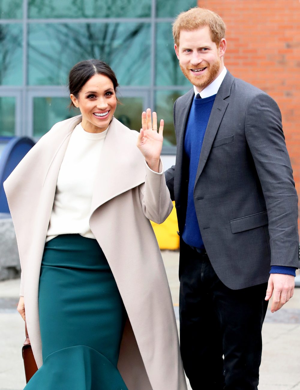 Prince Harry and Meghan Markle depart from Catalyst Inc, Northern Ireland’s next generation science park on March 23, 2018 in Belfast, Nothern Ireland.