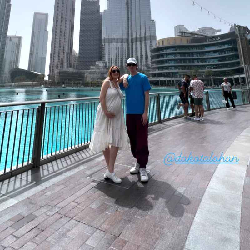 Pregnant Lindsay Lohan Cradles Baby Bump While Hanging With Brother Dakota