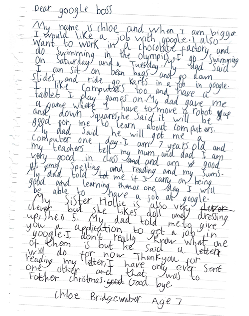 Chloe Bridgewater Google Girl letter