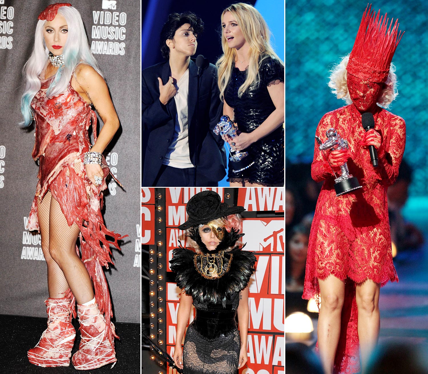 Lady Gaga S Wildest Vma Looks Of All Time Including Her Unforgettable Meat Dress Jo Calderone