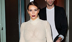 Kim Kardashian Flashes Breasts in Sheer Mesh Top in NYC: Picture