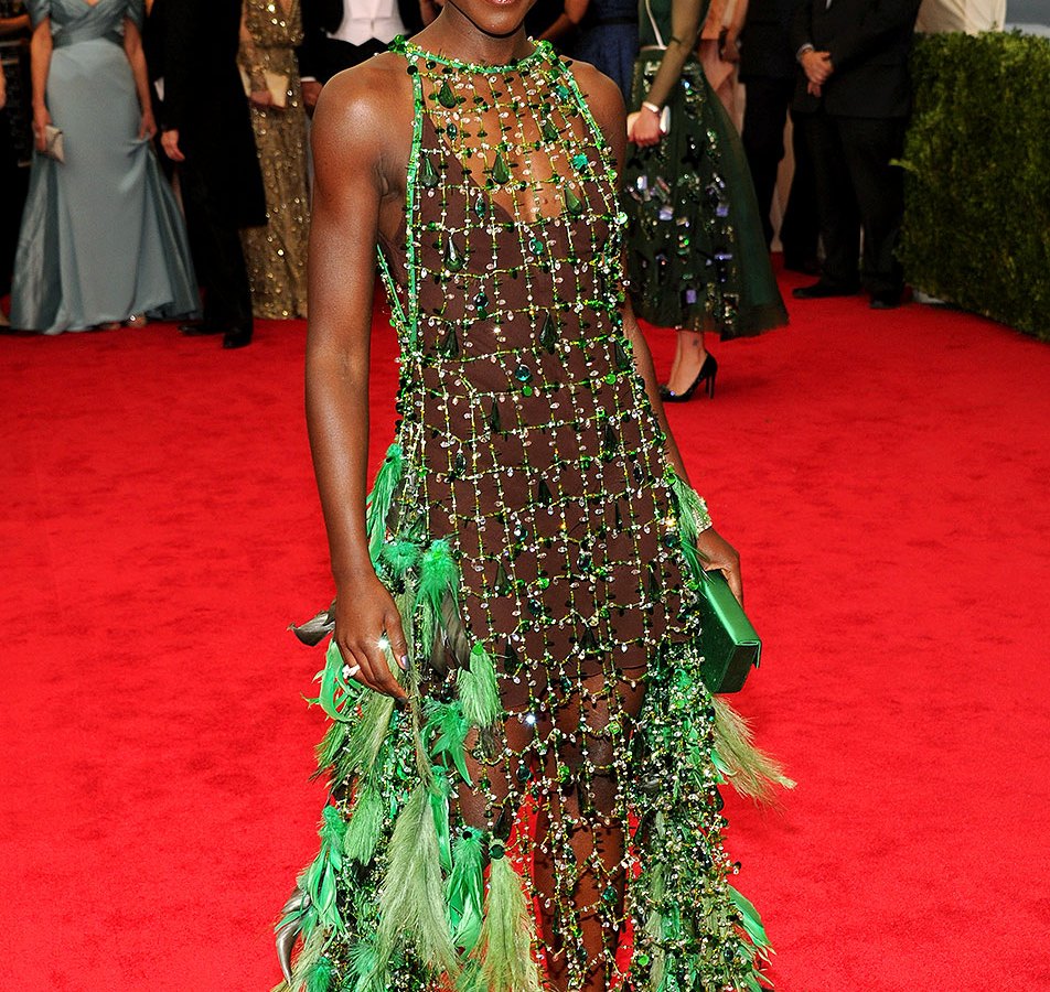 Lupita Nyong'o Wears Unique Green Prada Dress to Met Gala 2014