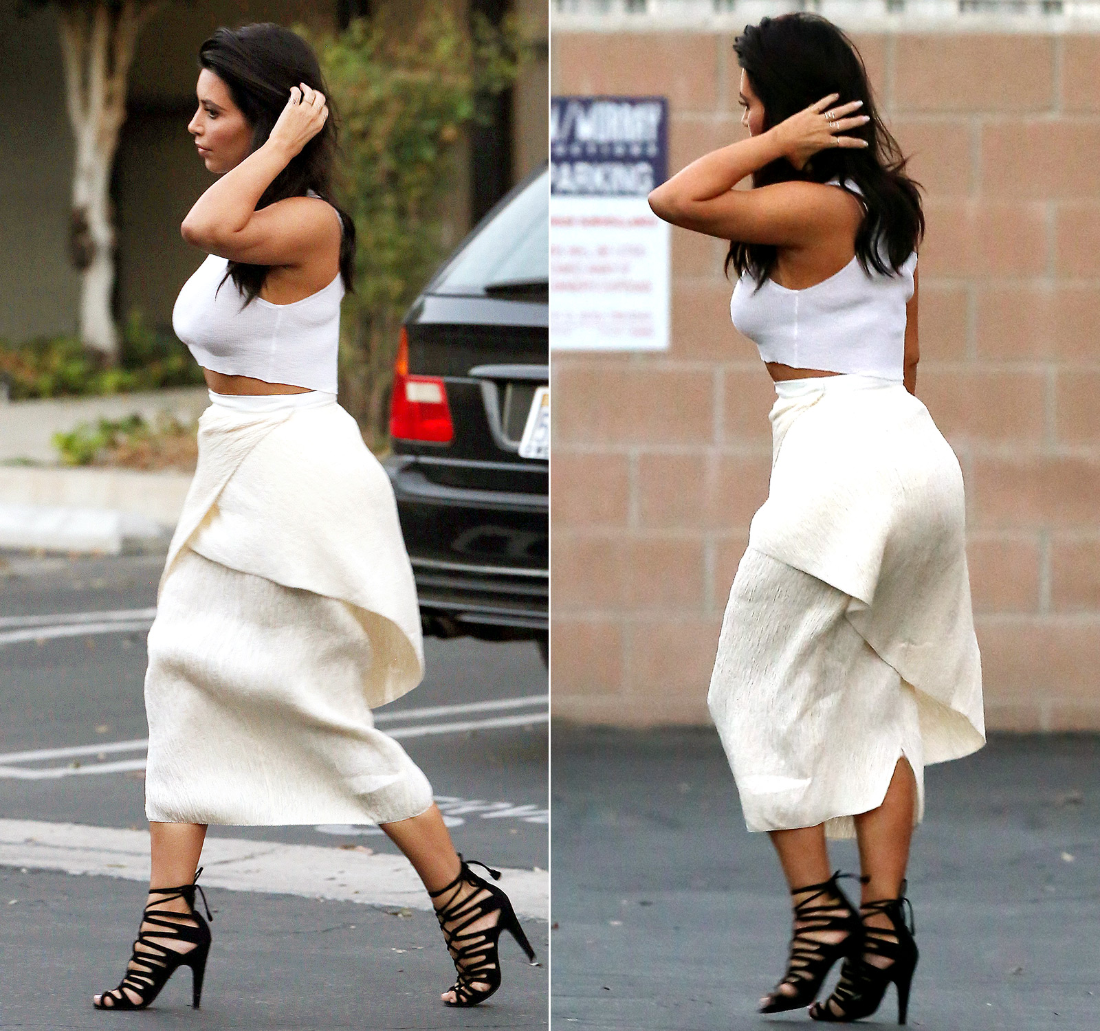 white flowy skirt outfit