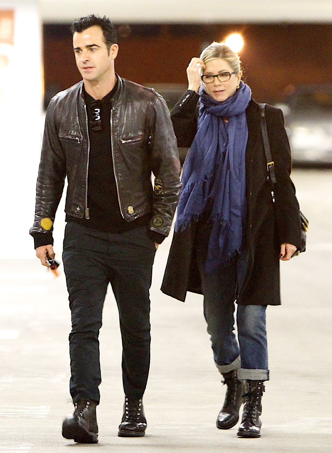 Jennifer Aniston and Justin Theroux sizzle in matching leather on