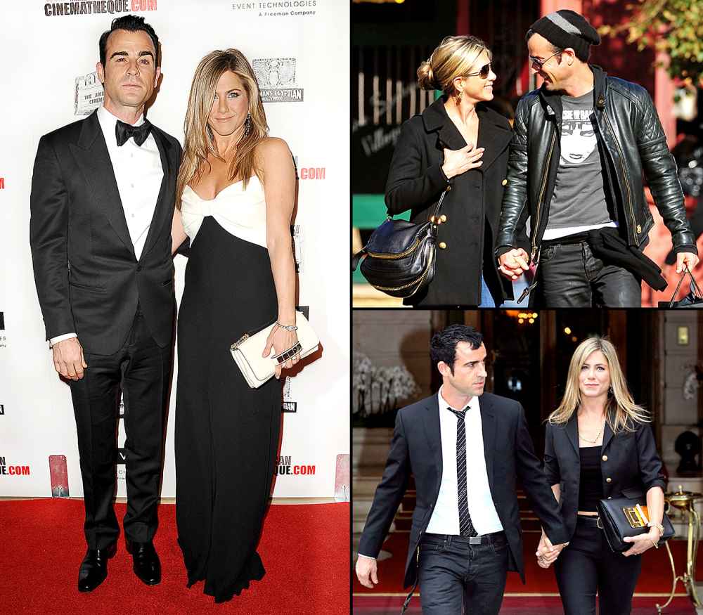 Jennifer Aniston and Justin Theroux in matching black at Louis Vuitton  event in Paris