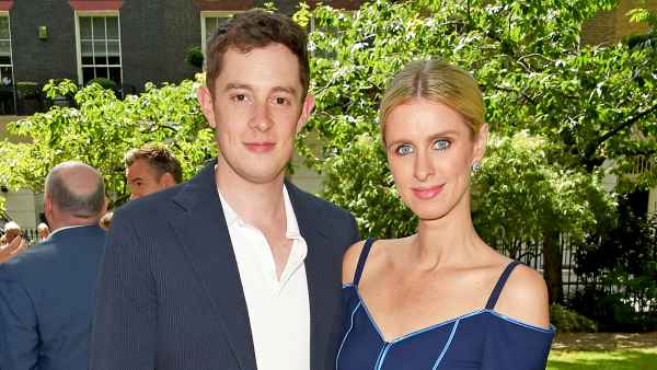 James Rothschild and Nicky Hilton attend Piers Adam and Sophie Vanacore's wedding in at St. John's Church on July 7, 2017 in London, England.