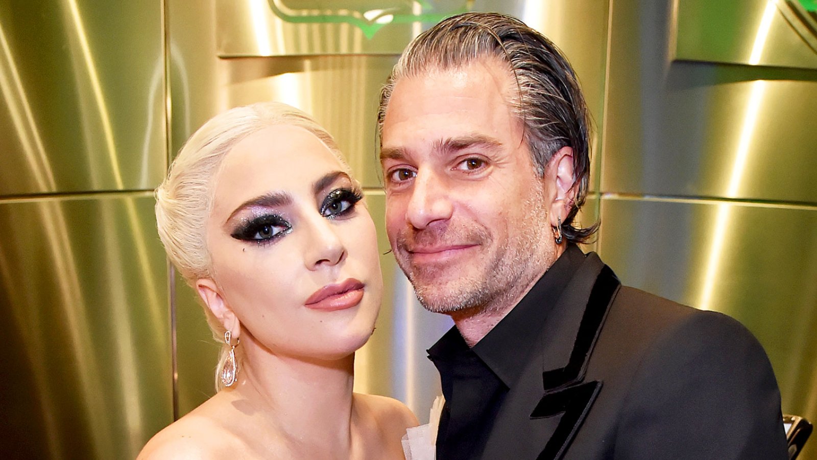 Lady Gaga and Christian Carino backstage at the 60th Annual Grammy Awards at Madison Square Garden on January 28, 2018 in New York City.