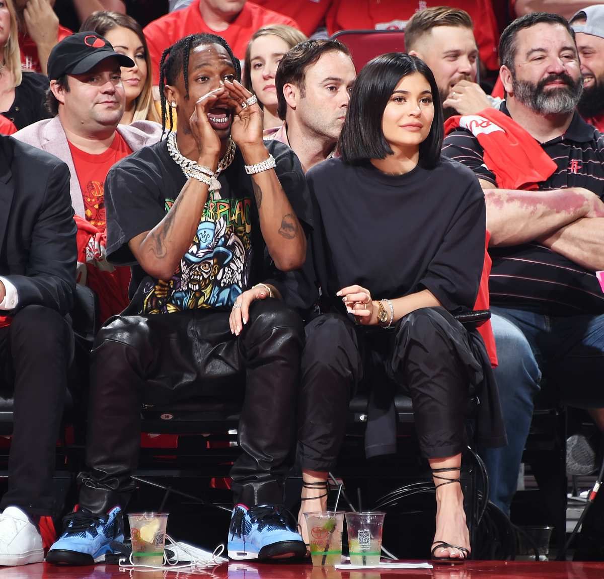 Kylie Jenner, Travis Scott sit courtside at Rockets playoff game