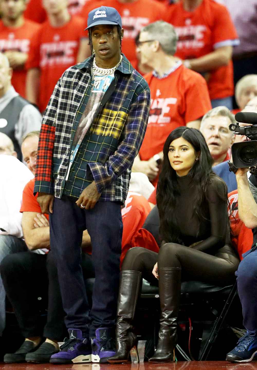 Kylie Jenner & Travis Scott Rooted for Khloe's Ex-BF at Rockets Game