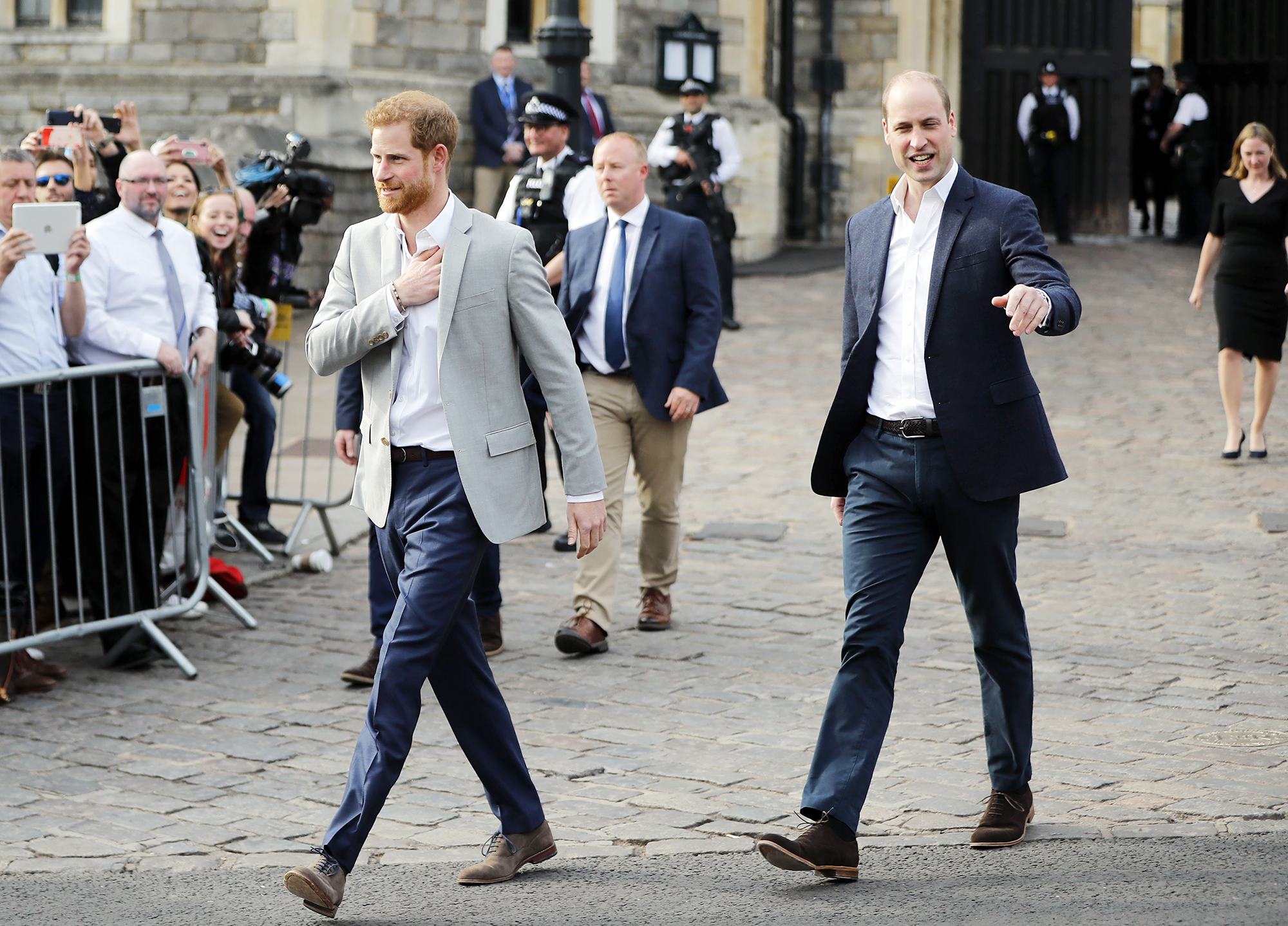 Prince Harry, Prince William Meet Well Wishers Day Before Royal Wedding