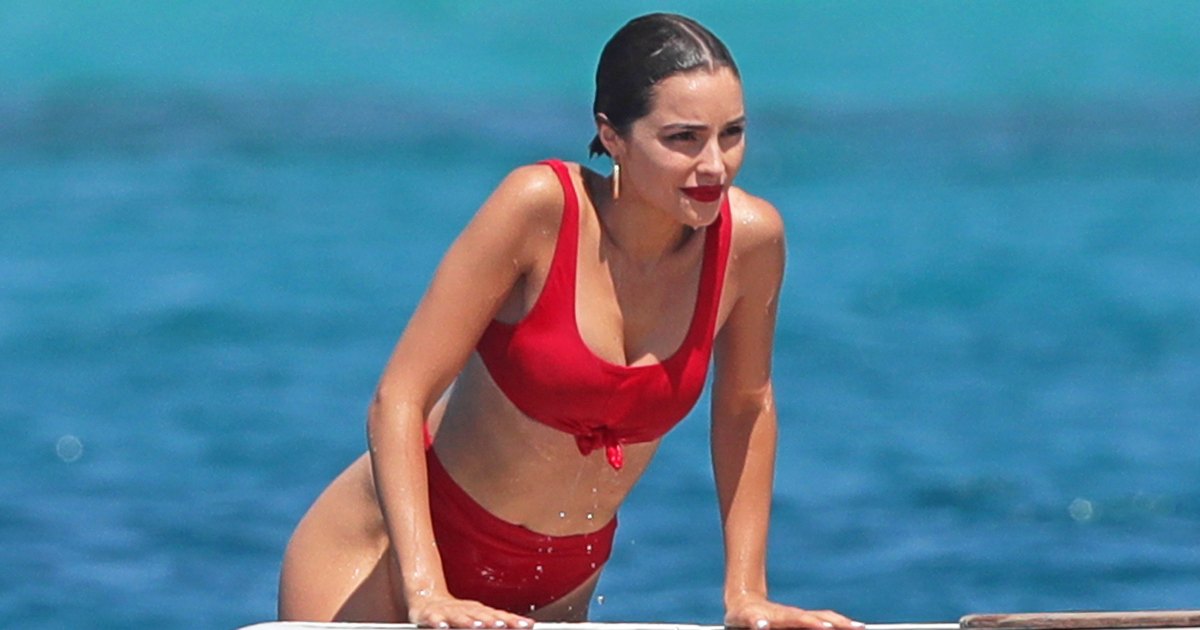 Olivia Culpo's Alexandra Miro Clara High-Rise Bikini Bottoms - Red