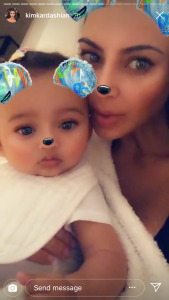   Kim Kardashian and his daughter Chicago 
