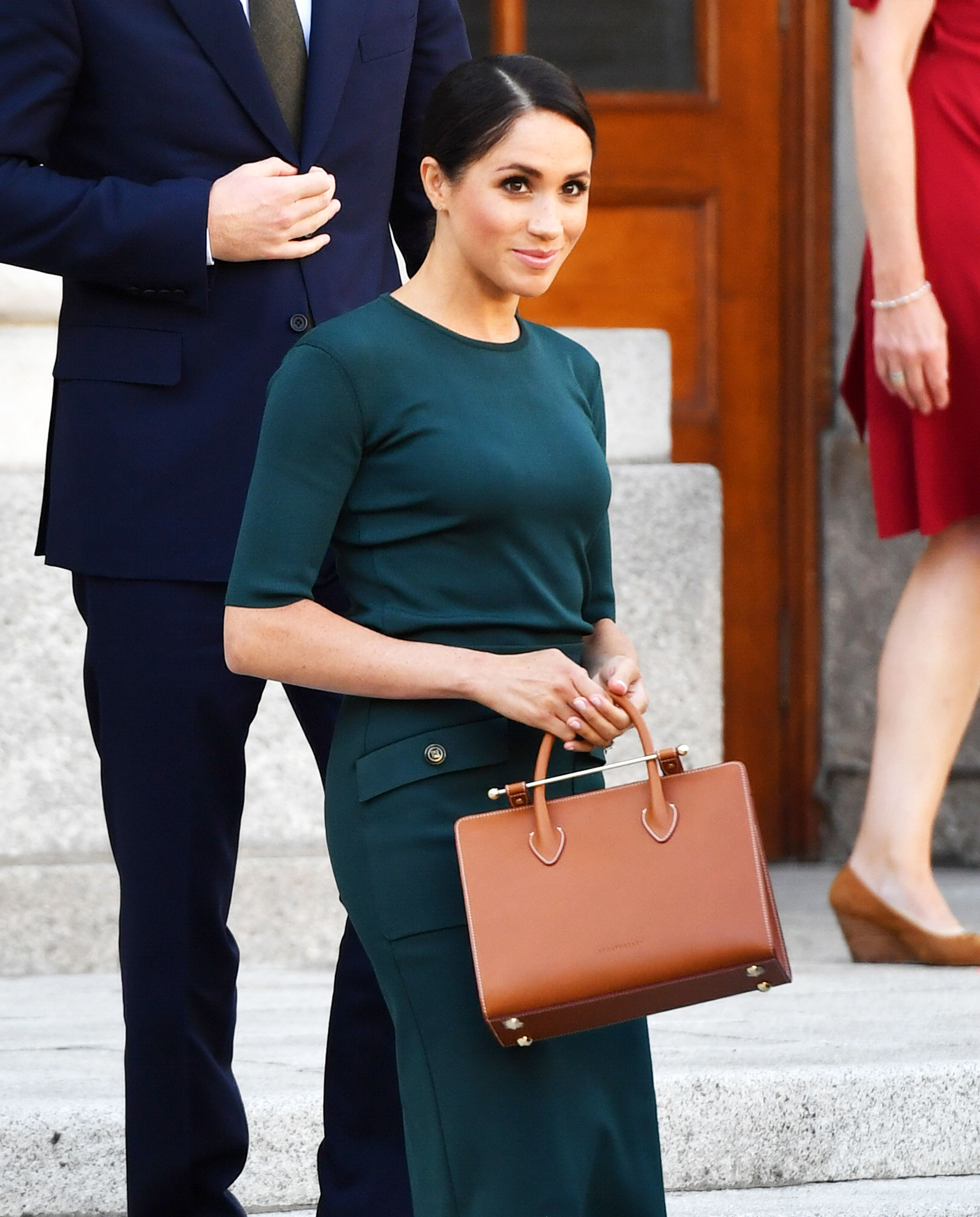 Meghan Markle Leaves Plastic on Strathberry Bag