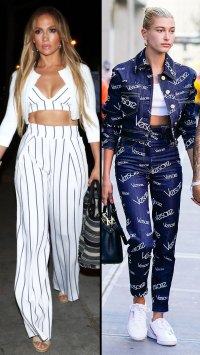 Hailey Baldwin Jennifer Lopez Wear Two Piece Outfits