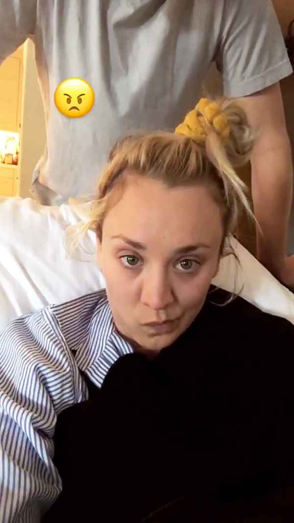 Kaley Cuoco’s Husband Karl Cook Does Her Hair After Shoulder Surgery ...