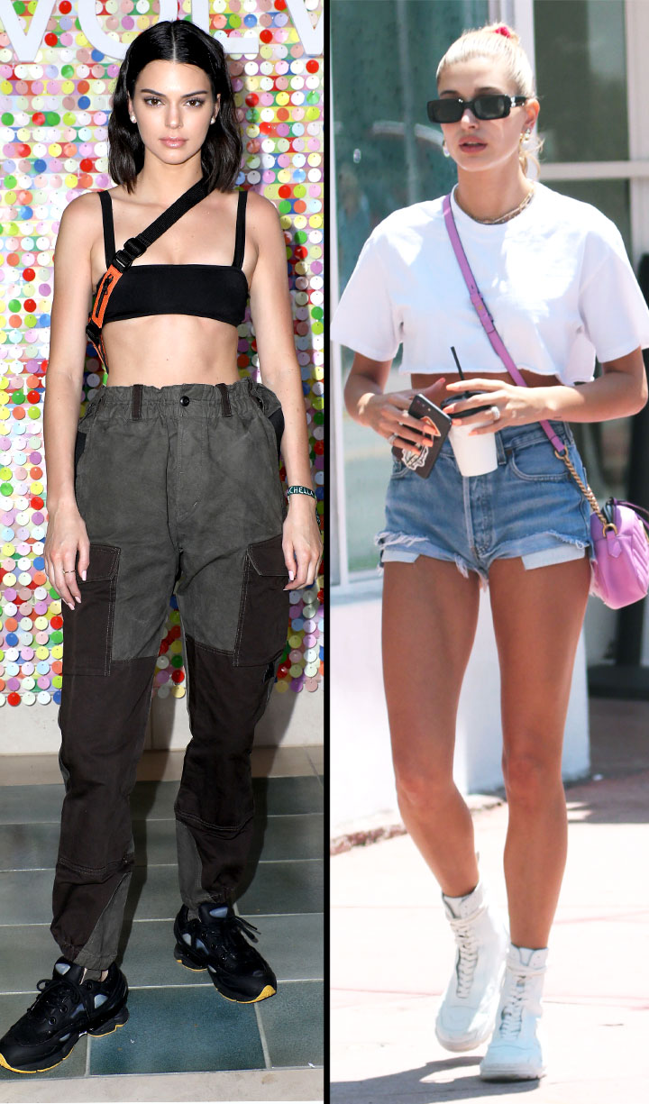 Kendall Jenner & Hailey Baldwin Match In Crop Tops & Leggings