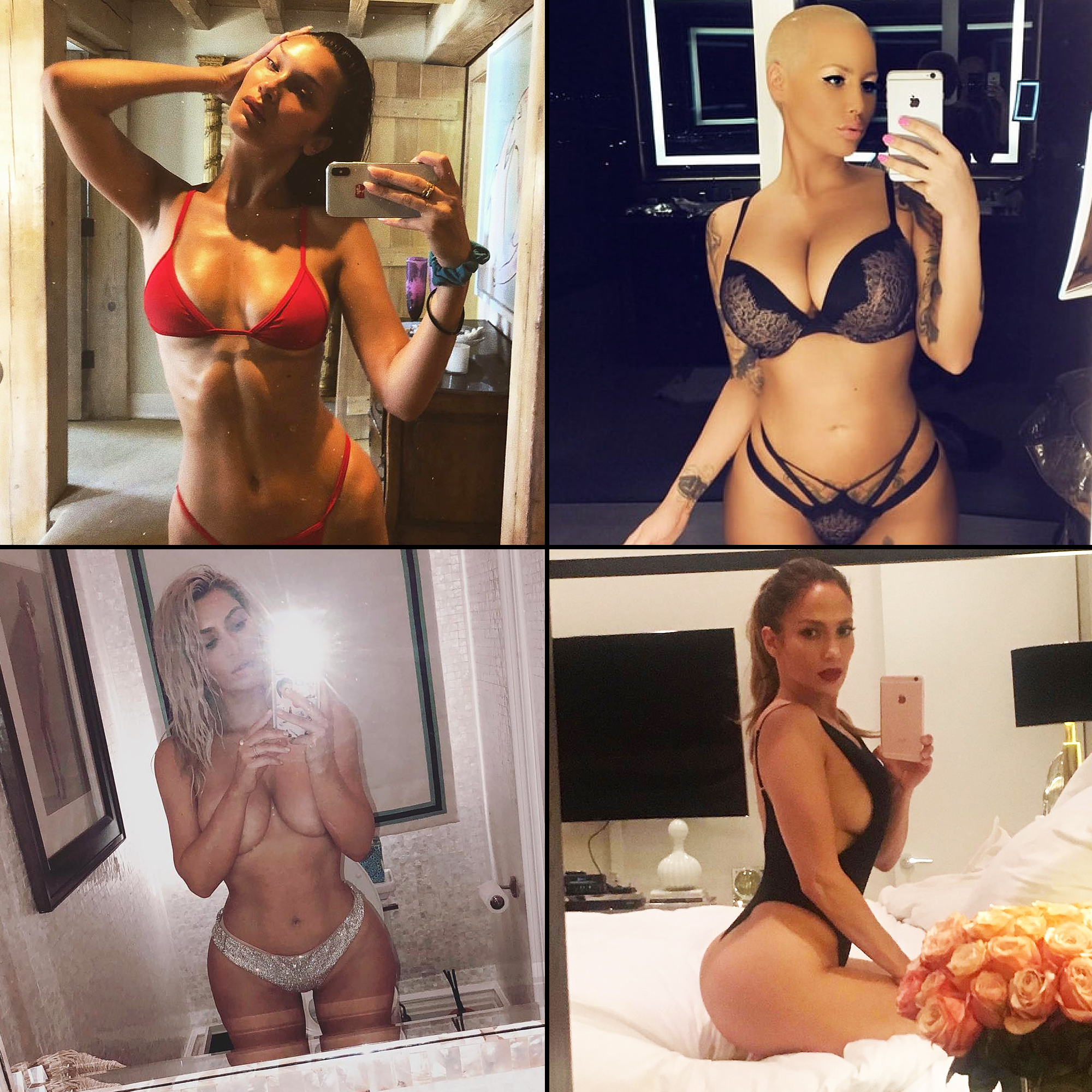 Celebrity Nearly Nude Mirror Selfies The Best Body-Baring Instagram Pics