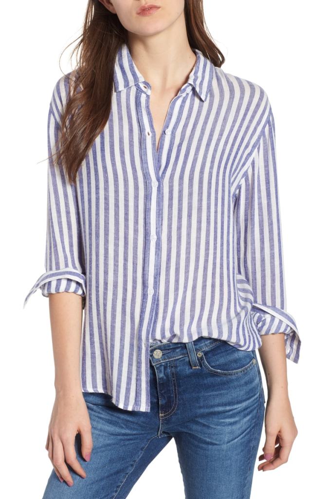 This Pillow-Soft Buttonup Striped Shirt Is Perfect for Fall