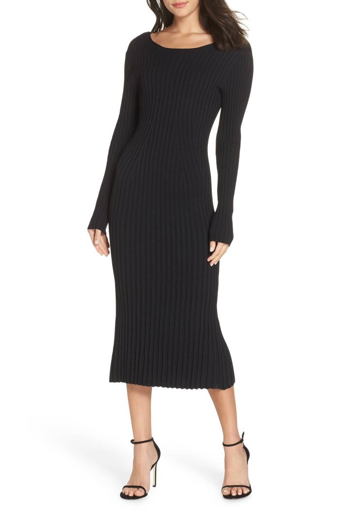 Update Your Black Dress Collection With This Ribbed Midi | Us Weekly