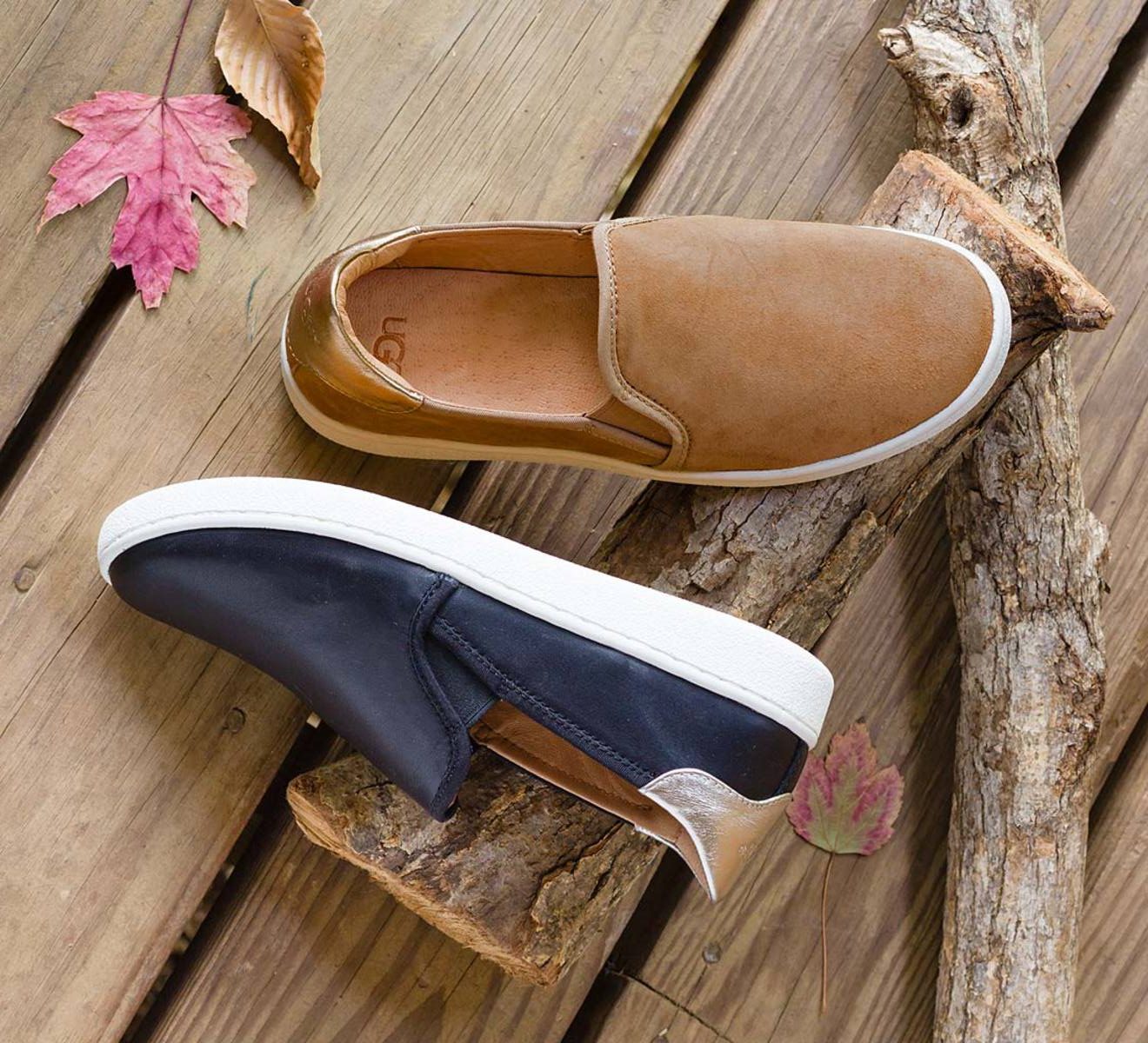ugg leather slip on sneakers