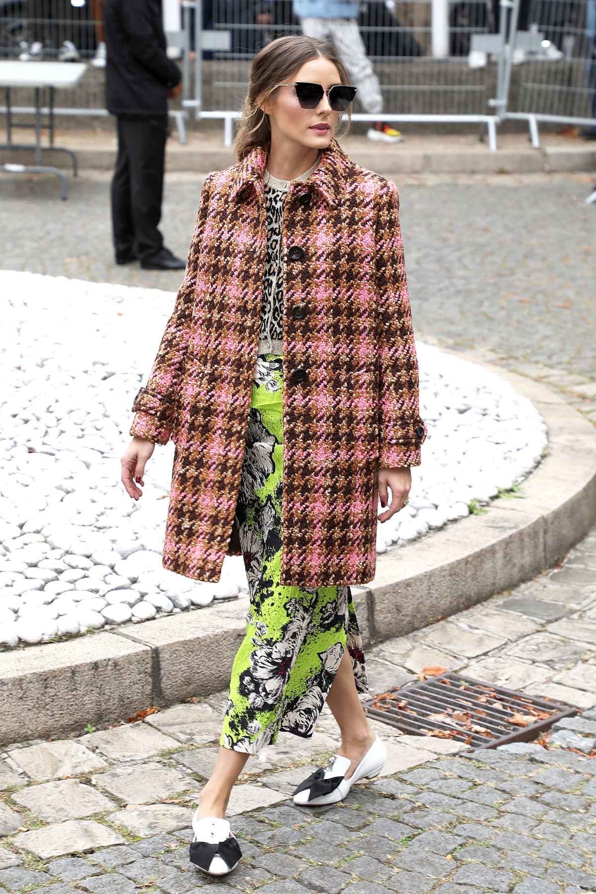 Olivia Palermo in black printed matching top and pants at Valentino show in  Paris ~ I want her style - What celebrities wore and where to buy it.  Celebrity Style