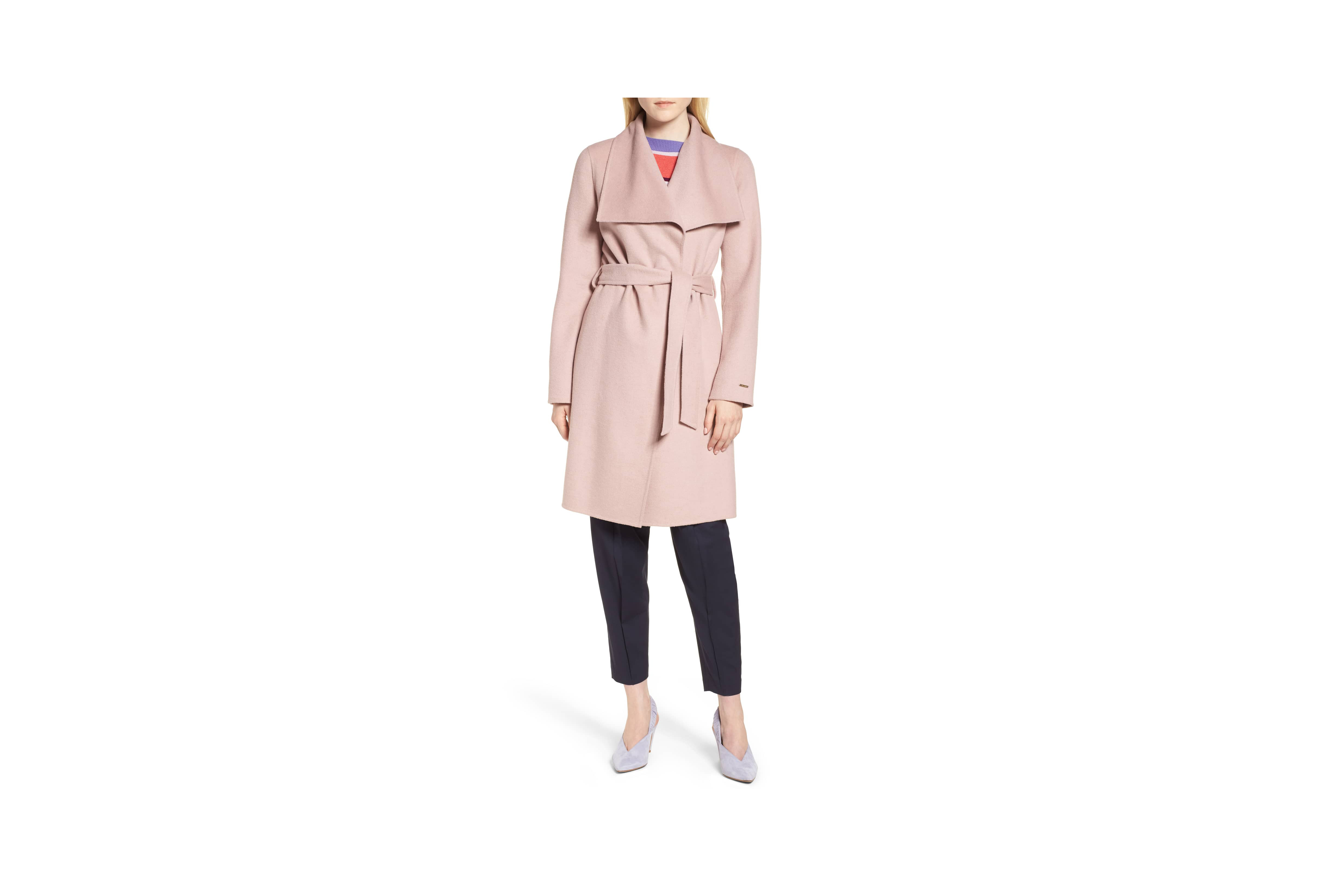 Tahari wool blend wrap on sale coat