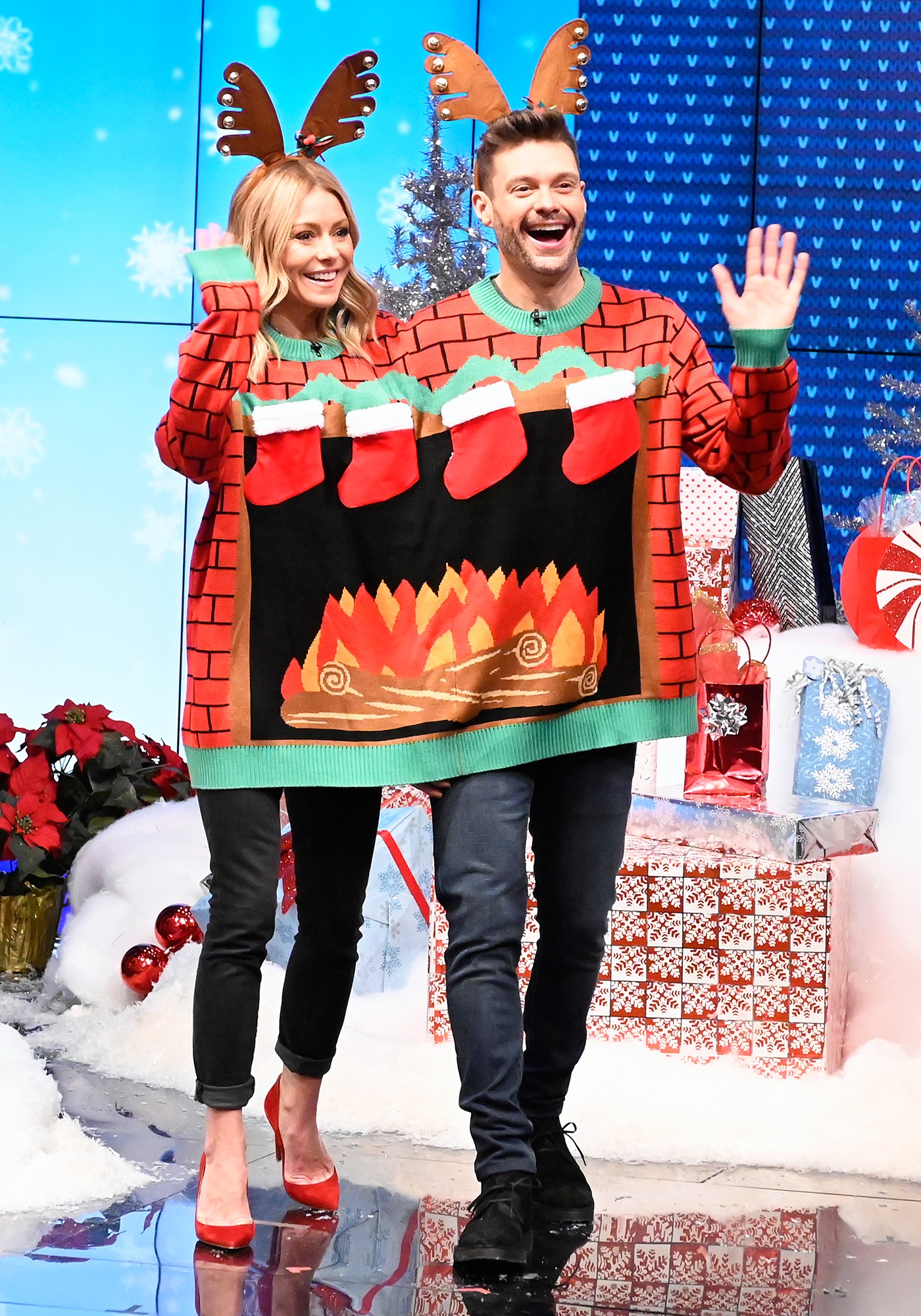 Celebs in Ugly Christmas Sweaters Miley Cyrus Gwen Stefani More