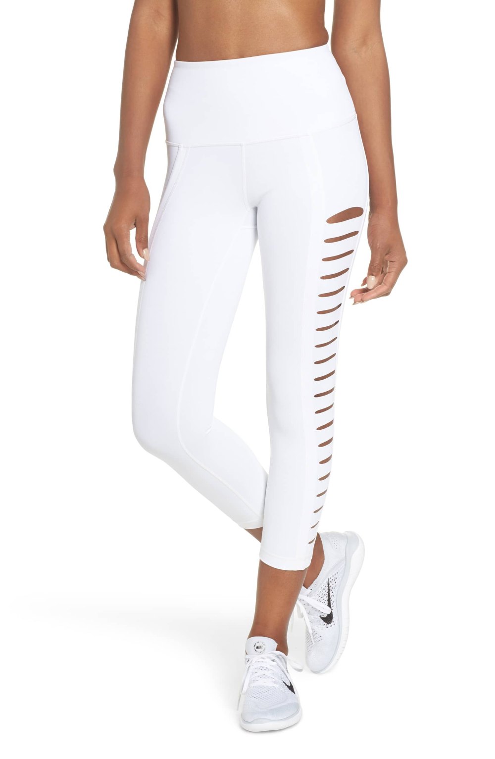 Zella Gray open leg yoga athletic pants cropped leggings size