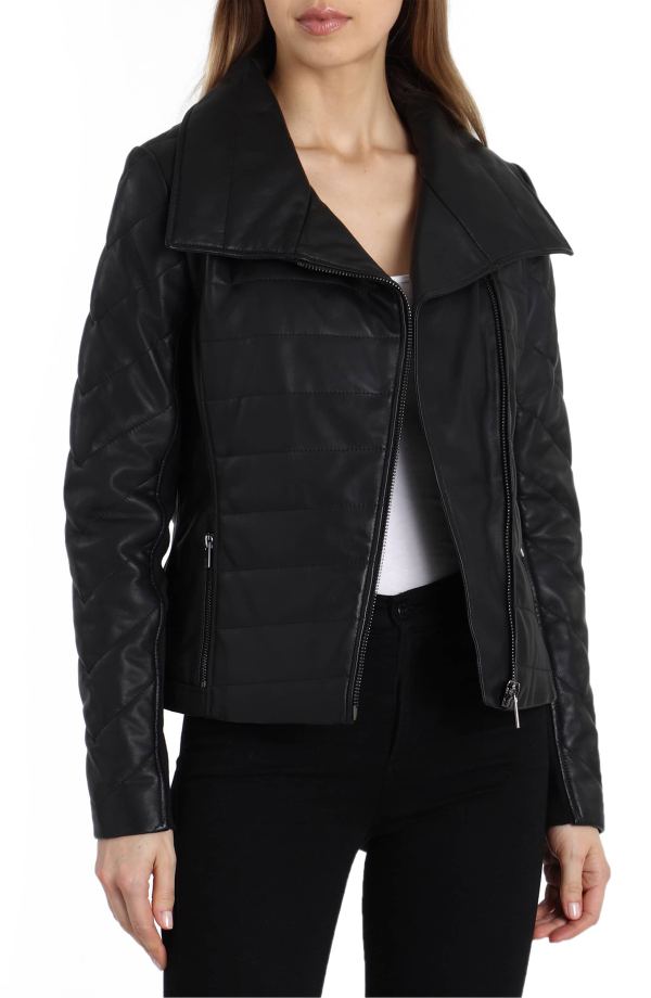 This Leather Quilted Badgley Mischka Biker Jacket Is Half Off! | Us Weekly