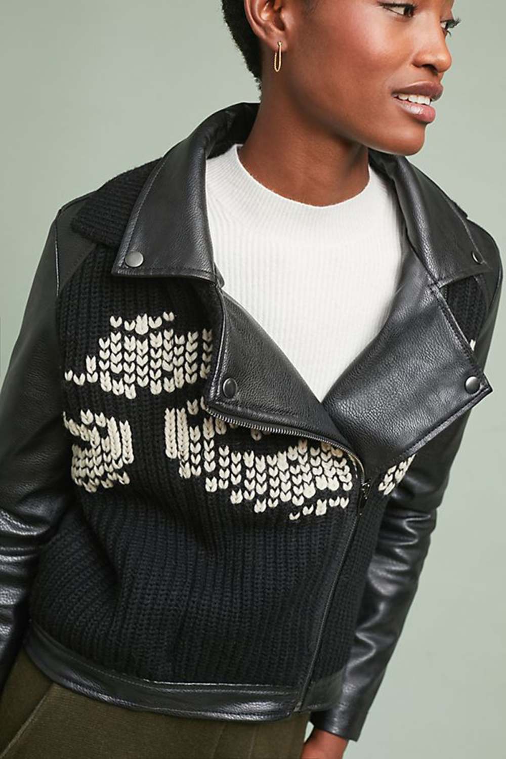 Sweater Moto Jacket Closeup
