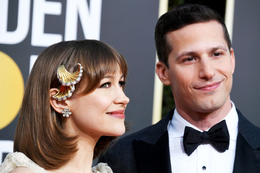 Joanna Newsom (L) and host Andy Samberg attend the 76th Annual Golden Globe Awards 2019