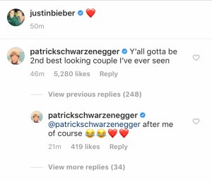 Patrick Schwarzenegger's Instagram comment