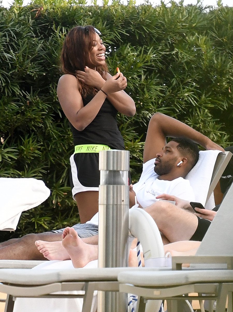 Tristan Thompson Relaxes At Pool Party After Khloe K