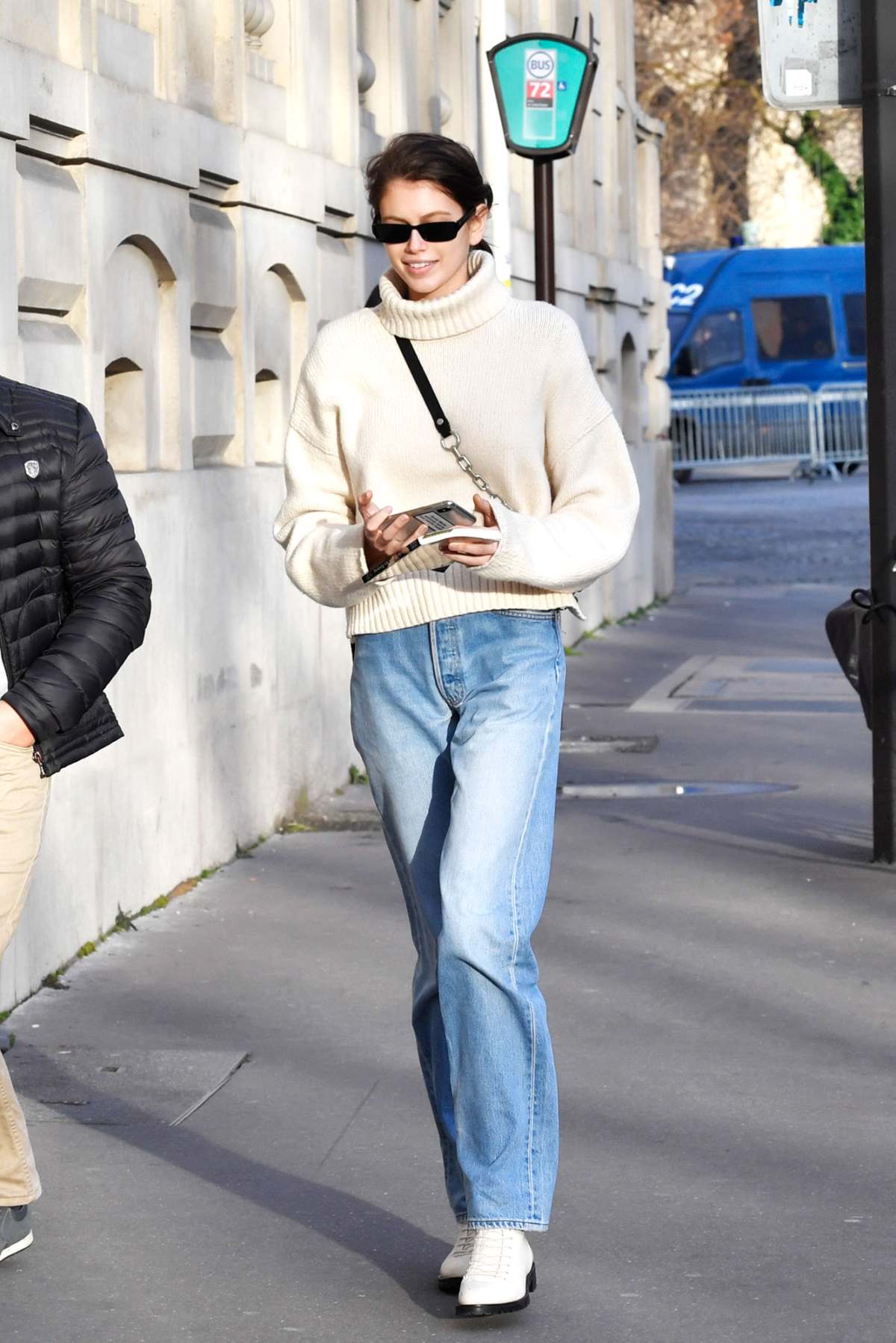 Camila Coelho White Leather Boots Street Style Autumn Winter 2019