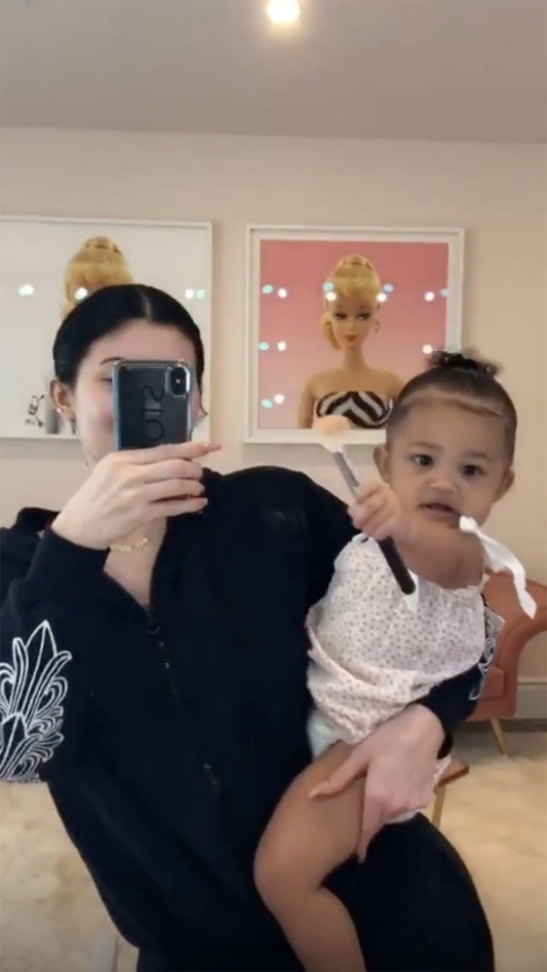 Stormi Webster Uses Makeup Brush on Mom Kylie Jenner | Us Weekly