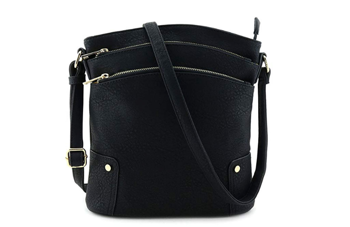 ALYSSA Triple Zip Pocket Large Crossbody Bag