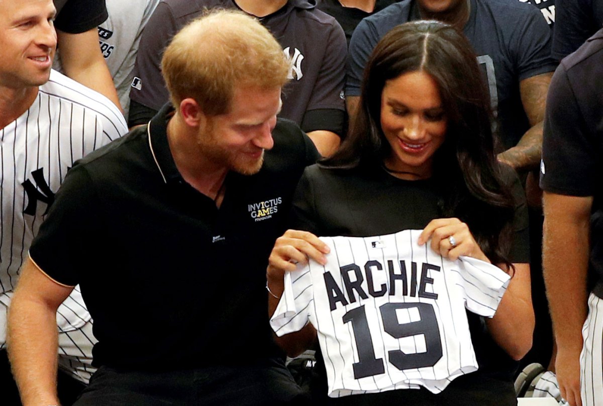 Meghan Harry Yankees Locker Room Archie Uniform London Series June 29 2019  via NYY