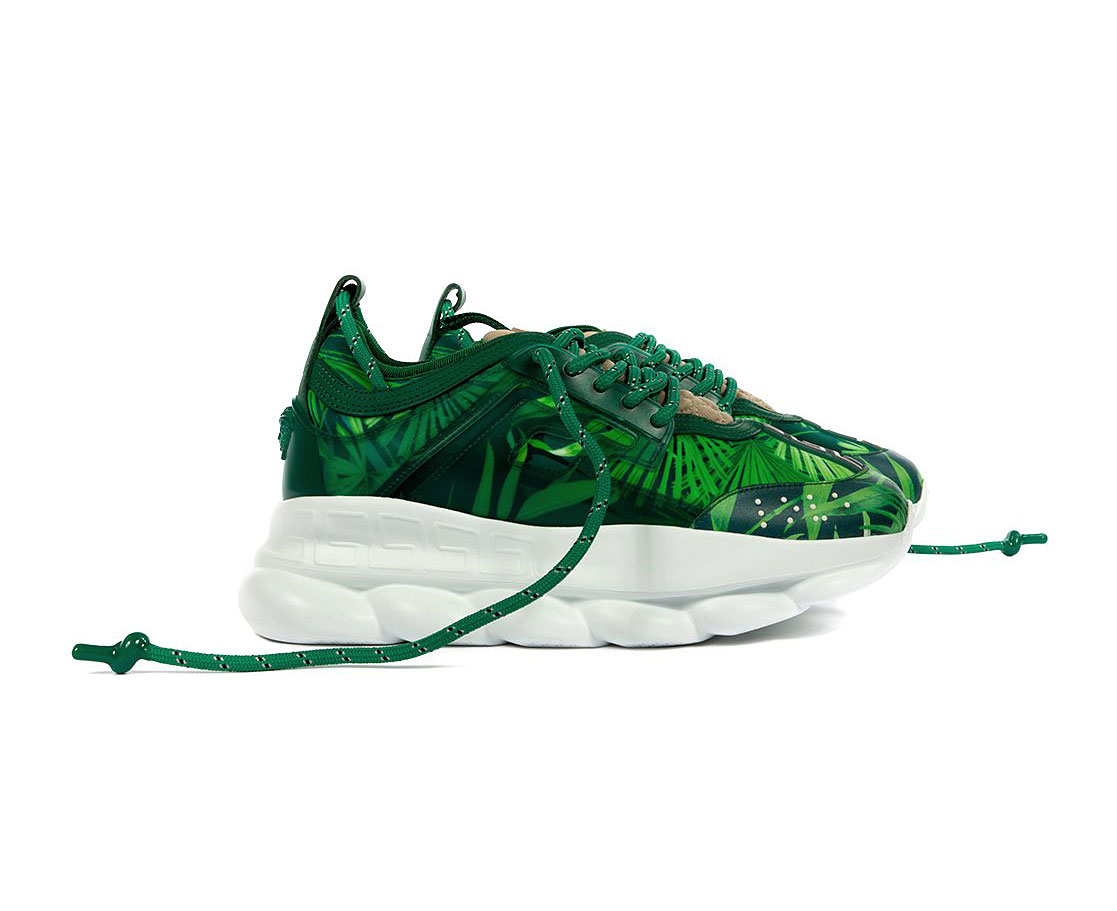 New Versace Green Jungle Tropical Chain Reaction JLo Sneakers Trainers SS20  37 7