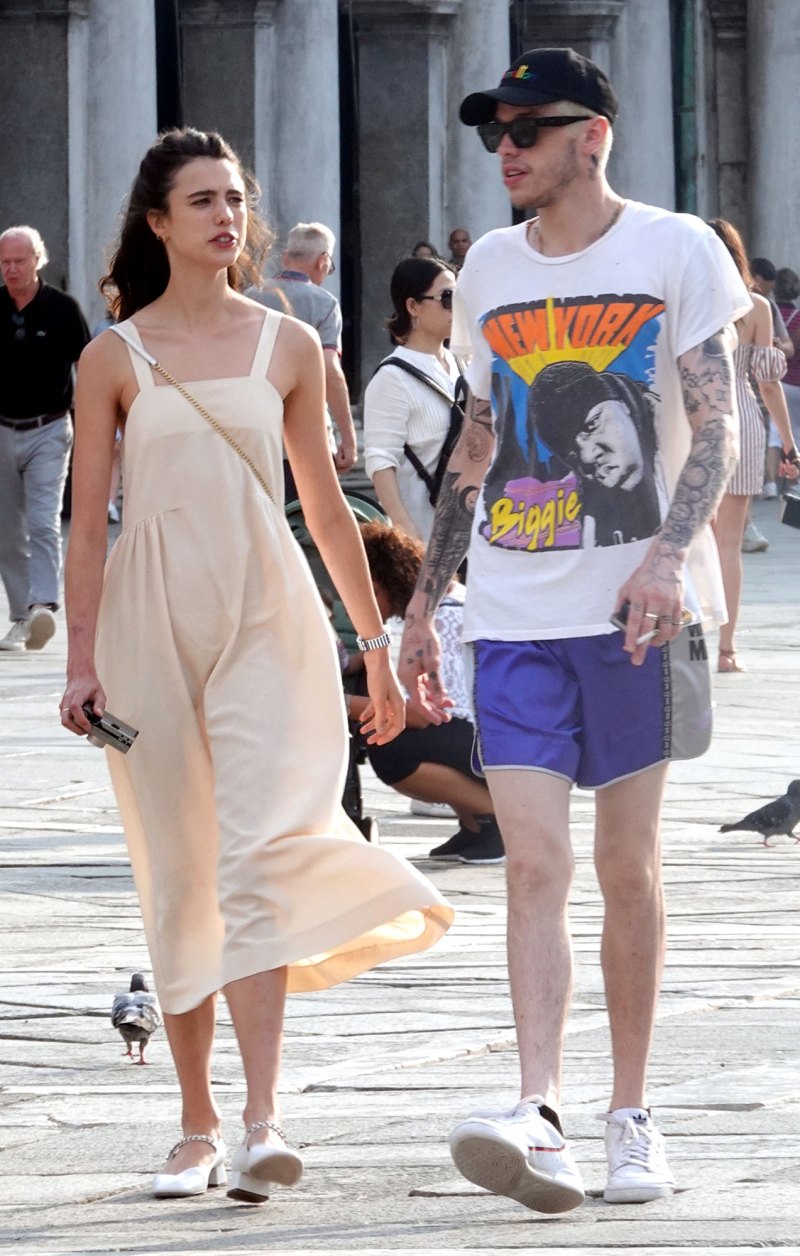 Pete Davidson, Girlfriend Margaret Qualley Link Arms in Venice