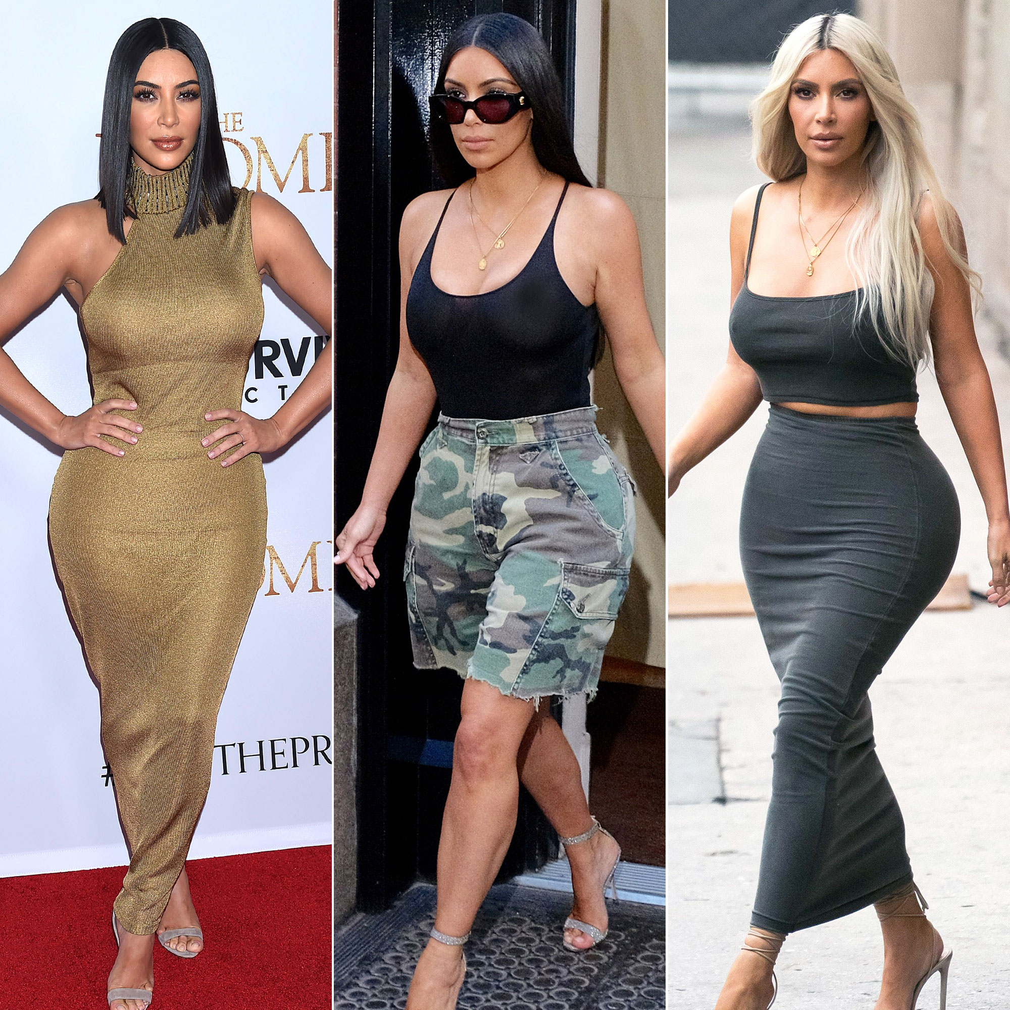 Kim Kardashian displays her taut midriff and hourglass curves as she models  her new SKIMS shapewear
