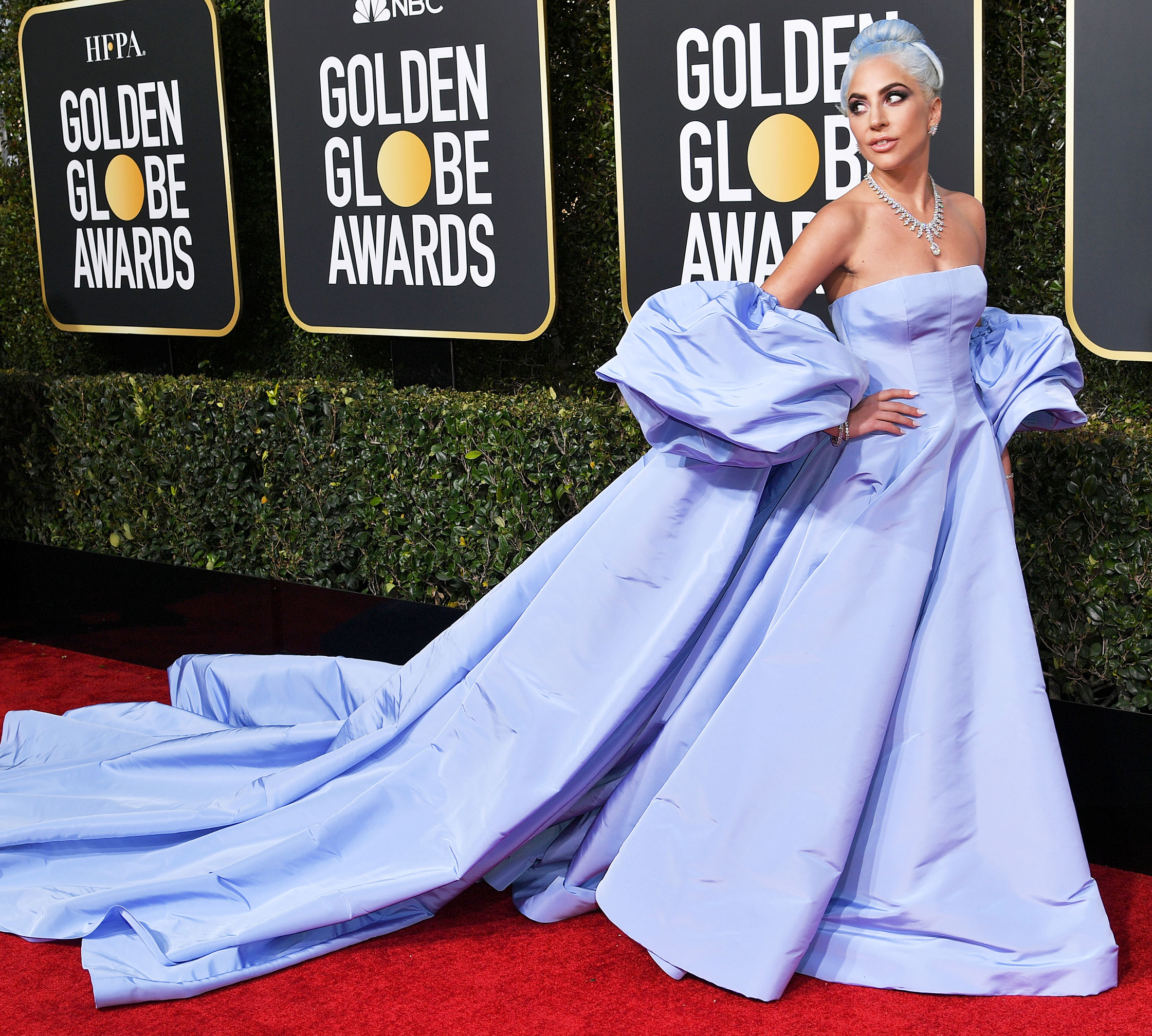 Lady Gaga Wears Silver Dress to Grammys 2019 Red Carpet