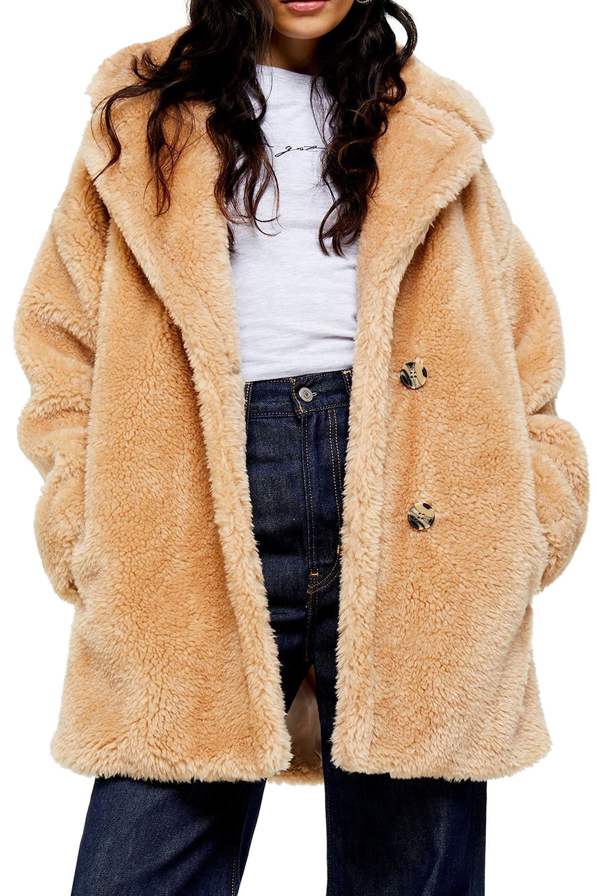 Cream fur hotsell coat topshop