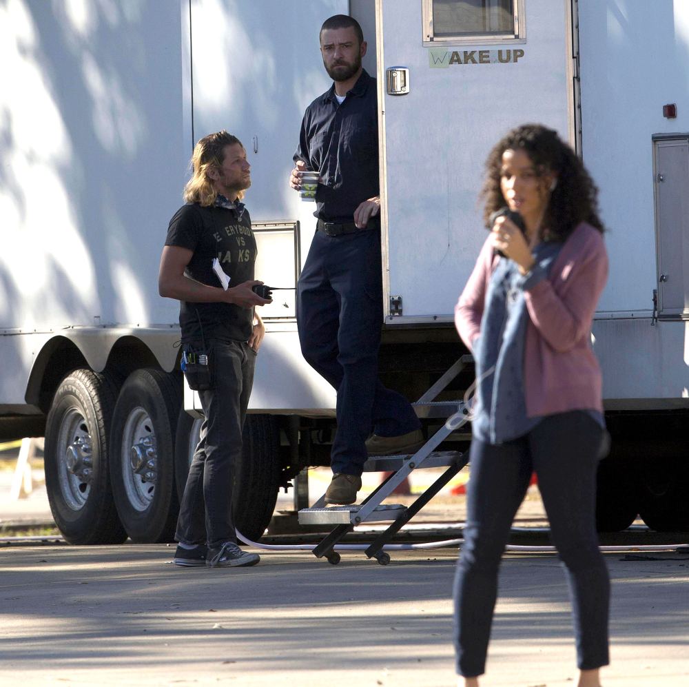 Justin Timberlake Alisha Wainwright Hang Out In Trailer On Set Photos Us Weekly 