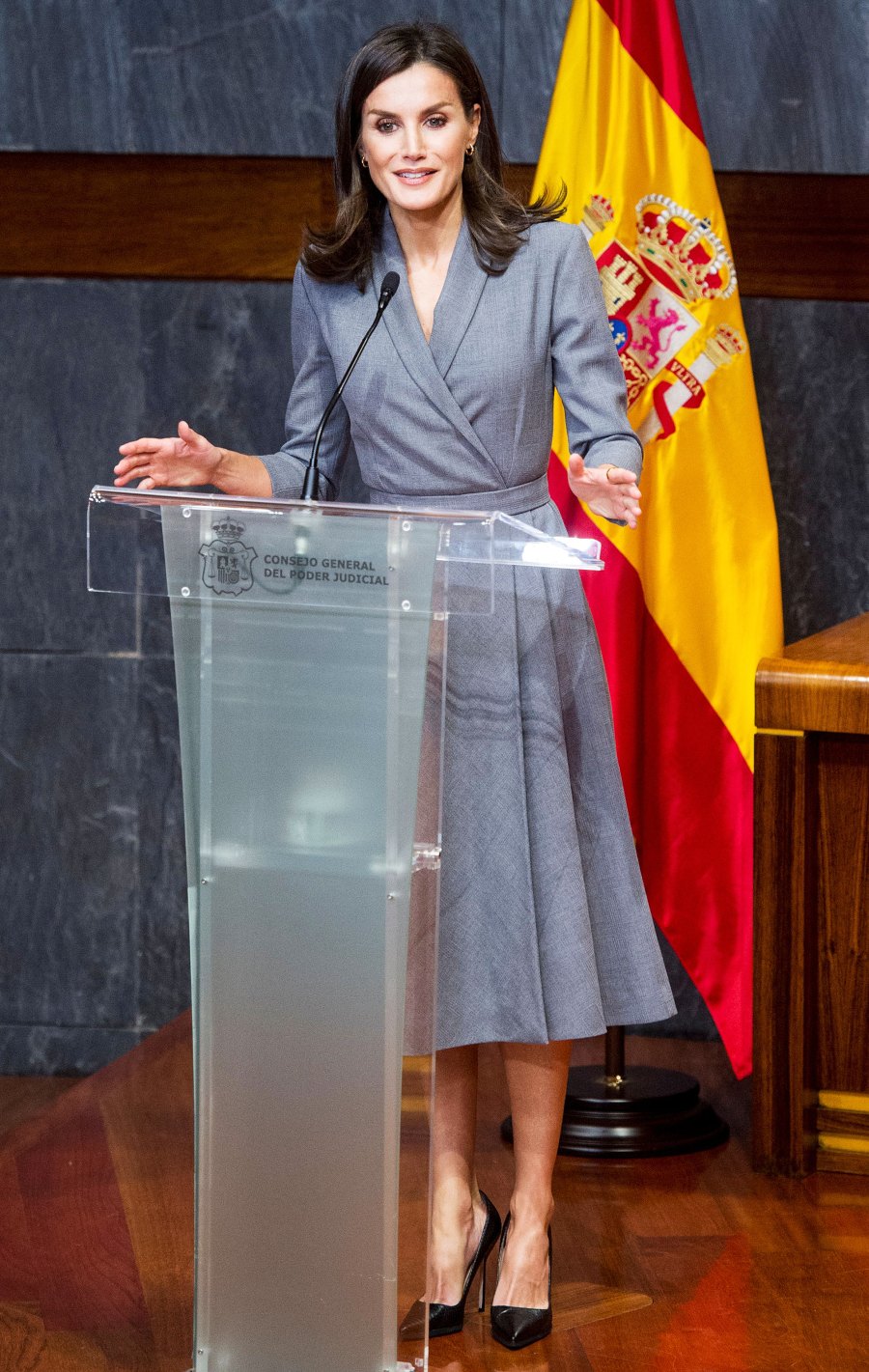 Queen Letizia Grey Ensemble November 26, 2019