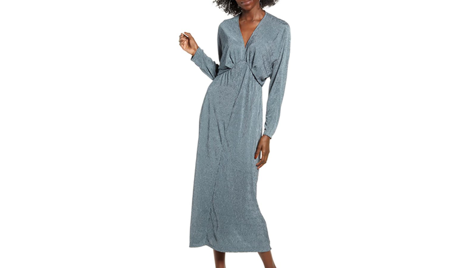 All in Favor Textured Long Sleeve Dress