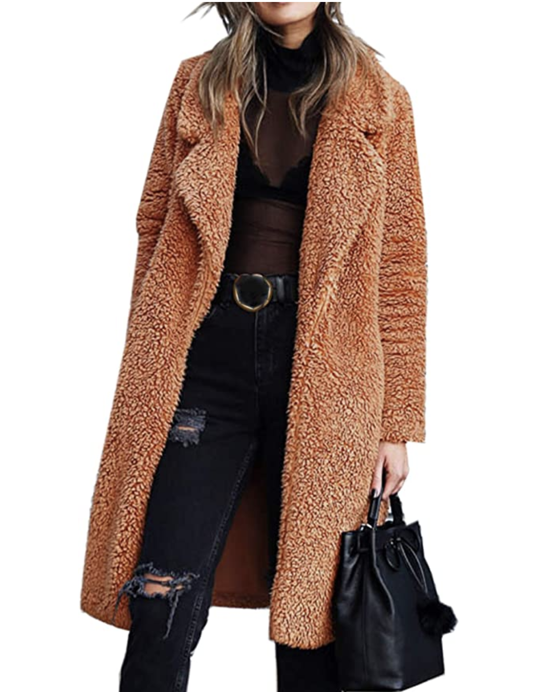 black long sherpa coat