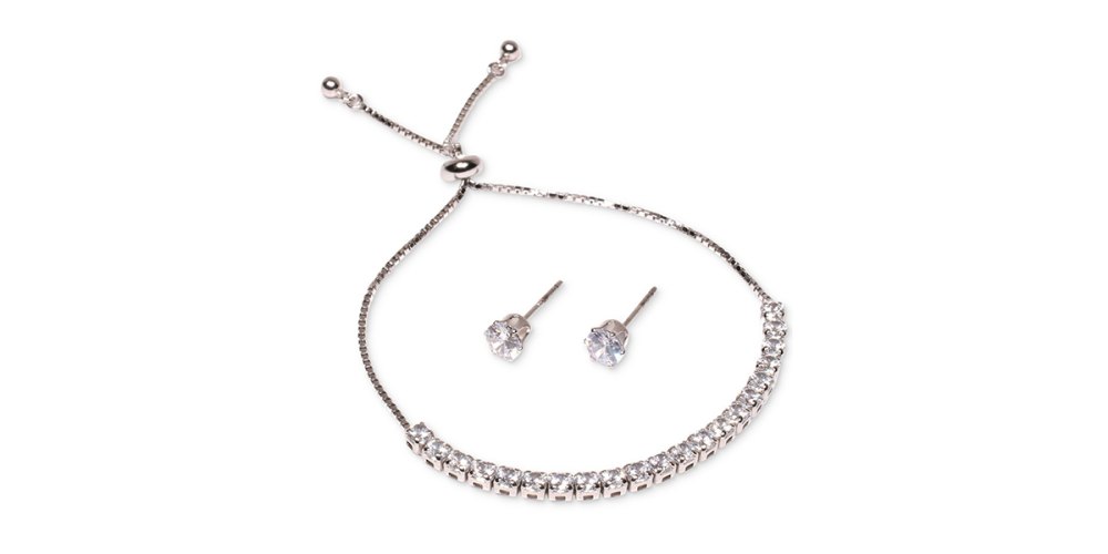 Giani Bernini 2-Piece Cubic Zirconia Bolo Bracelet & Stud Earrings Set