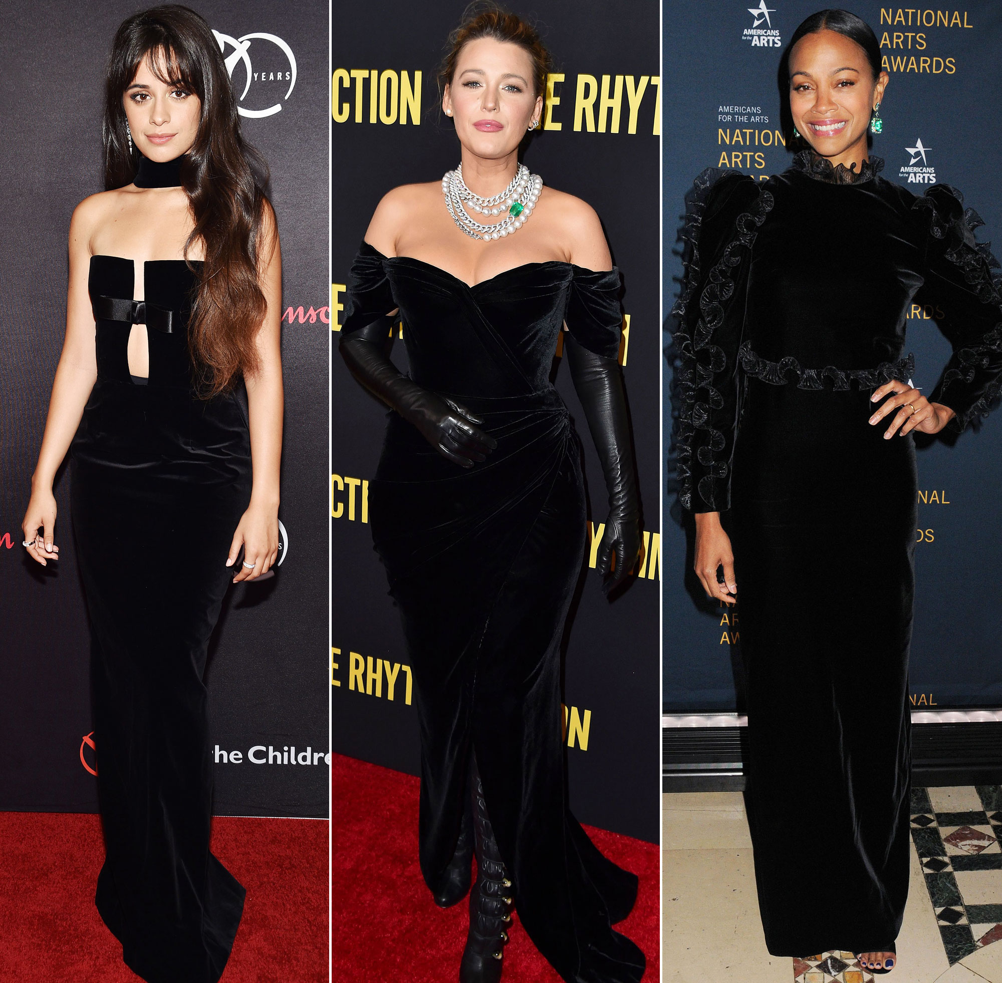 Celebs in Black Velvet Dresses Red Carpet Trend: Blake Lively, More