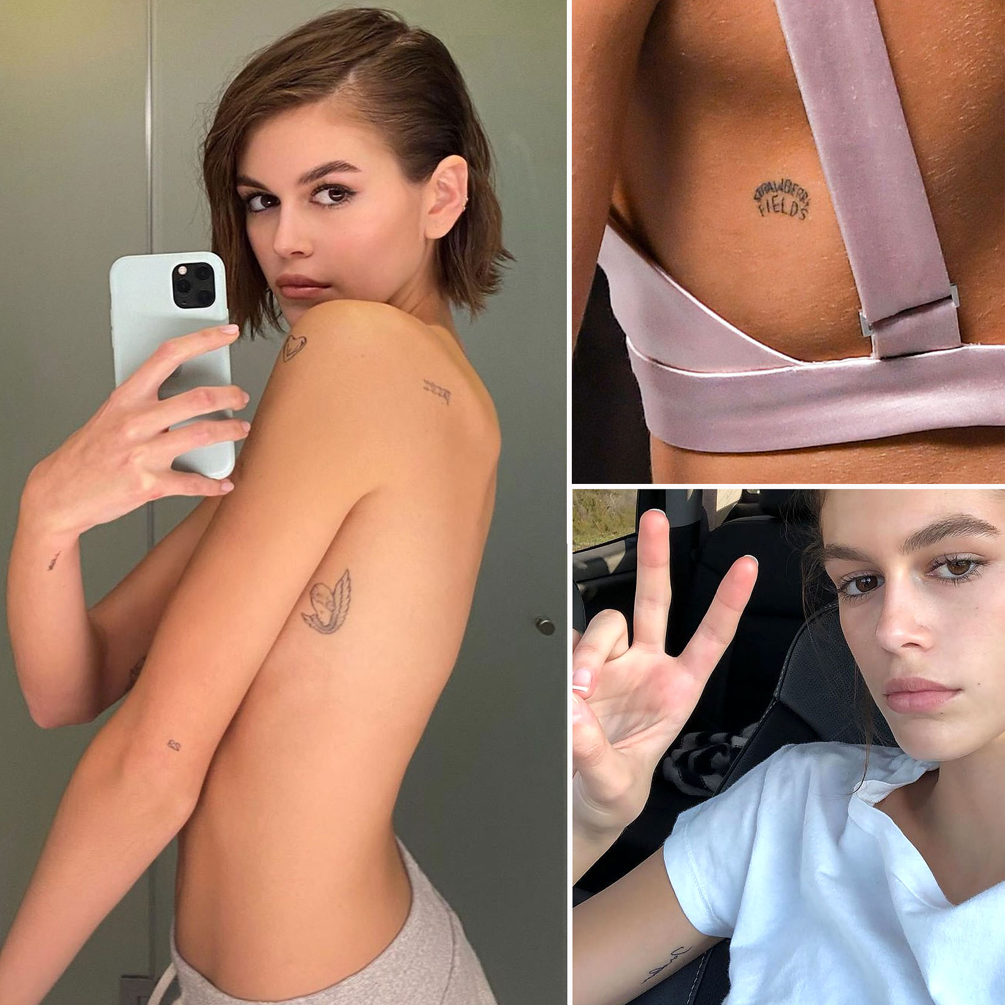 Cindy Crawfords model daughter Kaia Gerber 17 shows off a THIRD tattoo  while sunbathing  Daily Mail Online