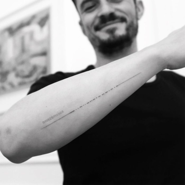 Orlando Bloom Gets Misspelled Morse Code Tattoo Fixed: Pics | Us Weekly
